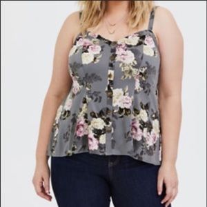 Stretch challis fit n flare crop cami